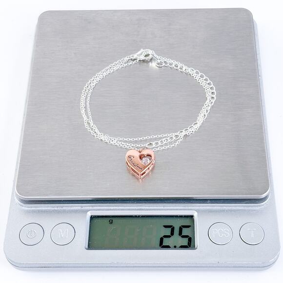 Vintage Silver Plated Grandma Heart Pendant Necklace with Cubic Zirconia 19.5" - Picture 5 of 5